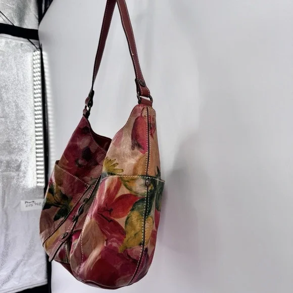 Patricia Nash Floral Hobo Bag Italian Heritage Leather Shoulder Slouchy Cottage - Picture 7 of 16